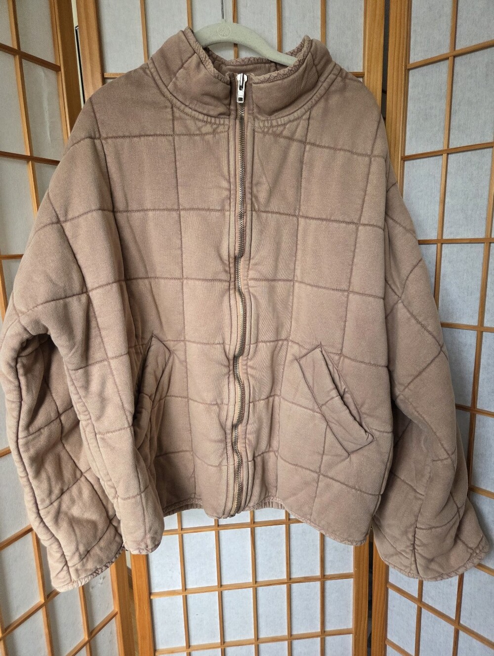 WOMENS FREE PEOPLE COTTON KNIT QUILTED ZIPPER & POCKETS INSULATED JACKET LARGE - Picture 3 of 8